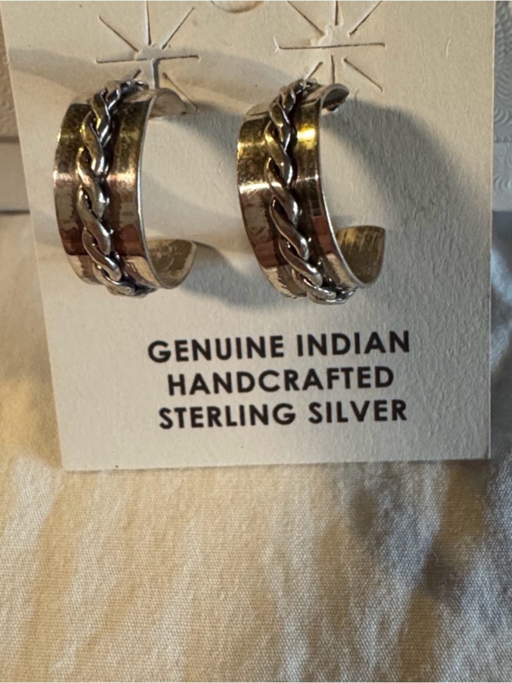 Genuine Indian Handcrafted Hoop Earrings - Sterling Silver